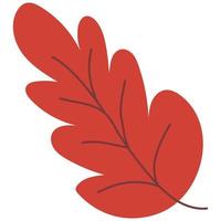 Cute cartoon hand drawn red  autumn leaf. Single design graphic element. vector