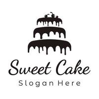 Cake or bakery logo template vector design.Sweet cake, birthday cake, cup cake, cake with cherries. Logo for business, cake shop, cake shop etc.