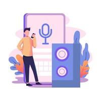 Smart speaker apps development flat style illustration vector