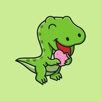 lindo t-rex comer panadería vector