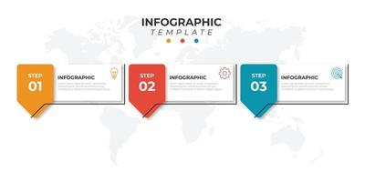 elemento de diseño infográfico de línea de tiempo y opciones de número. concepto de negocio con 3 pasos. se puede utilizar para diseño de flujo de trabajo, diagrama, informe anual, diseño web. plantilla de negocio vectorial para presentación. vector