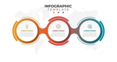 círculo de infografía empresarial con plantilla de vector de pasos de 3 partes