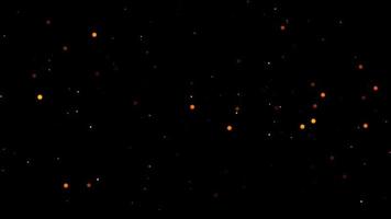 Loop glow orange red star particles falling down video