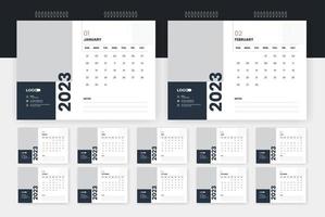 Plantilla de diseño de calendario de escritorio abstracto moderno 2023 vector