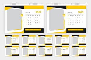 2023 yellow desk calendar design template vector