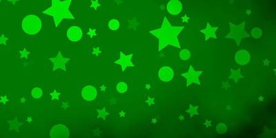 Light Green vector pattern with circles, stars.