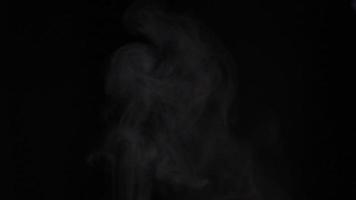 rallentatore di fumo bianco, nebbia, nebbia, vapore su sfondo nero. video