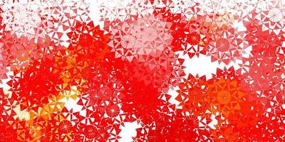 Light red, yellow vector pattern with colored snowflakes.