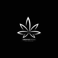 logotipo de arte de línea de hoja de cannabis creativo vector