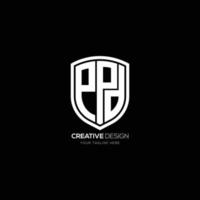 letra creativa ppd con escudo logotipo moderno vector