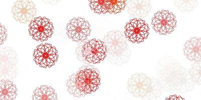 Light red vector doodle background with flowers.