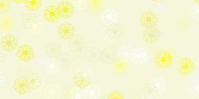 Light yellow vector doodle pattern with flowers.