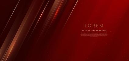 Abstract elegant red background with golden line and lighting effect sparkle. Luxury template design. vector