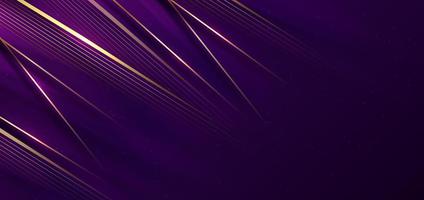 Abstract elegant purple background with golden line and lighting effect sparkle. Luxury template award design. vector