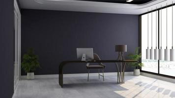 3D Render Modern office design - manager room interior wall mockup photo