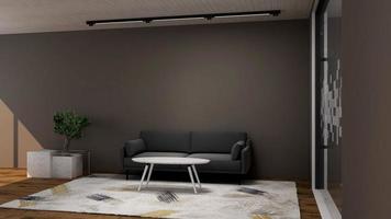 Modern living room interior design concept - comfortable relax room in 3d render photo