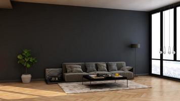 moderno concepto de diseño interior de la sala de estar - cómoda sala de relajación en 3d foto