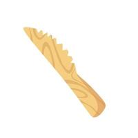 Environmentally friendly wooden knife for serving and eating. Vector illustration. Wooden cutlery.