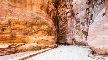 Al Siq road to ancient Petra town in winter photo