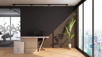 3D Render Modern office design - manager room interior wall mockup photo