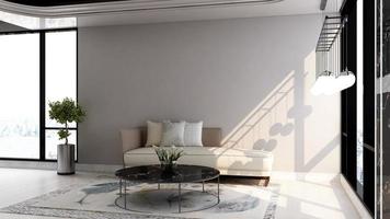 Modern living room interior design concept - comfortable relax room in 3d render photo