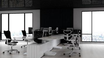 diseño de interiores de oficina moderno monocromático en 3d render foto