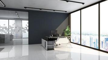 3D Render Modern office design - manager room interior wall mockup photo