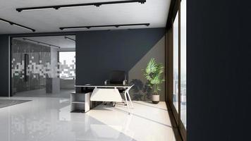 3D Render Modern office design - manager room interior wall mockup photo