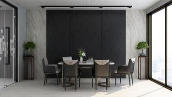 3D render office design - modern meeting room mockup with dark and elegant concept photo