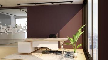 3D Render Modern office design - manager room interior wall mockup photo