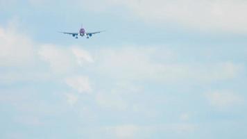 AMSTERDAM, THE NETHERLANDS JULY 26, 2017 - WOW Air Airbus 321 TF JOY approaching before landing on runway 18R Polderbaan. Shiphol Airport, Amsterdam, Holland video