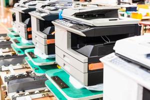 new assembled copiers in line in factory photo