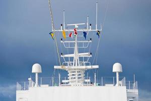 flags of european countries on navigation antenna photo