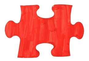 one red painted piece of jigsaw puzzle photo