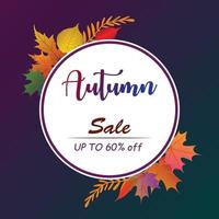 banner de venta de otoño en círculo premium ilustración vectorial vector