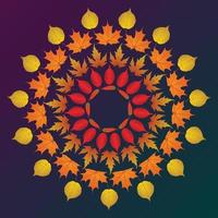 Autumn leaves in circular artform premium vector illustration