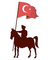 oficial de turquía a caballo con bandera vector