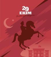 29 ekim bayrami letterign postal vector