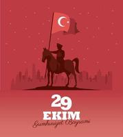 29 ekim bayrami letterign card vector