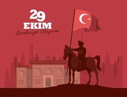 29 ekim bayrami letterign celebration vector