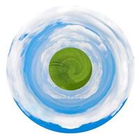 little green planet with country field photo