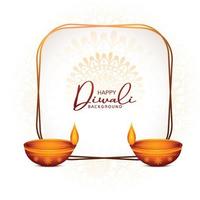 Traditional hindu festival diwali lamp card background vector