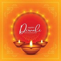 Happy diwali diya lamps holiday card celebration poster background vector