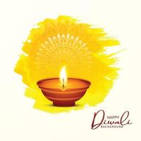 Traditional hindu festival diwali lamp card background vector