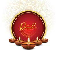 Beautiful festivel happy diwali greeting card celebration background vector