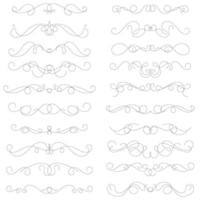 set of swirl border calligraphy and dividers decorative vector in vintage style on white background