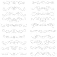 set of swirl border calligraphy and dividers decorative vector in vintage style on white background