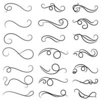 set of swirl border calligraphy and dividers decorative vector in vintage style on white background