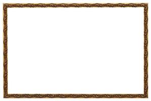 baroque style narrow picture frame with cut out canvas isolated on white background photo