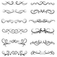 set of swirl border calligraphy and dividers decorative vector in vintage style on white background